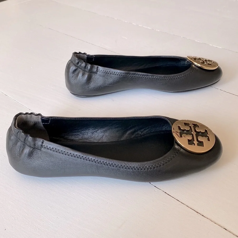 Tory Burch Mini Travel Ballet w/Metal Logo, Napa Leather, size 6.5, NWOT